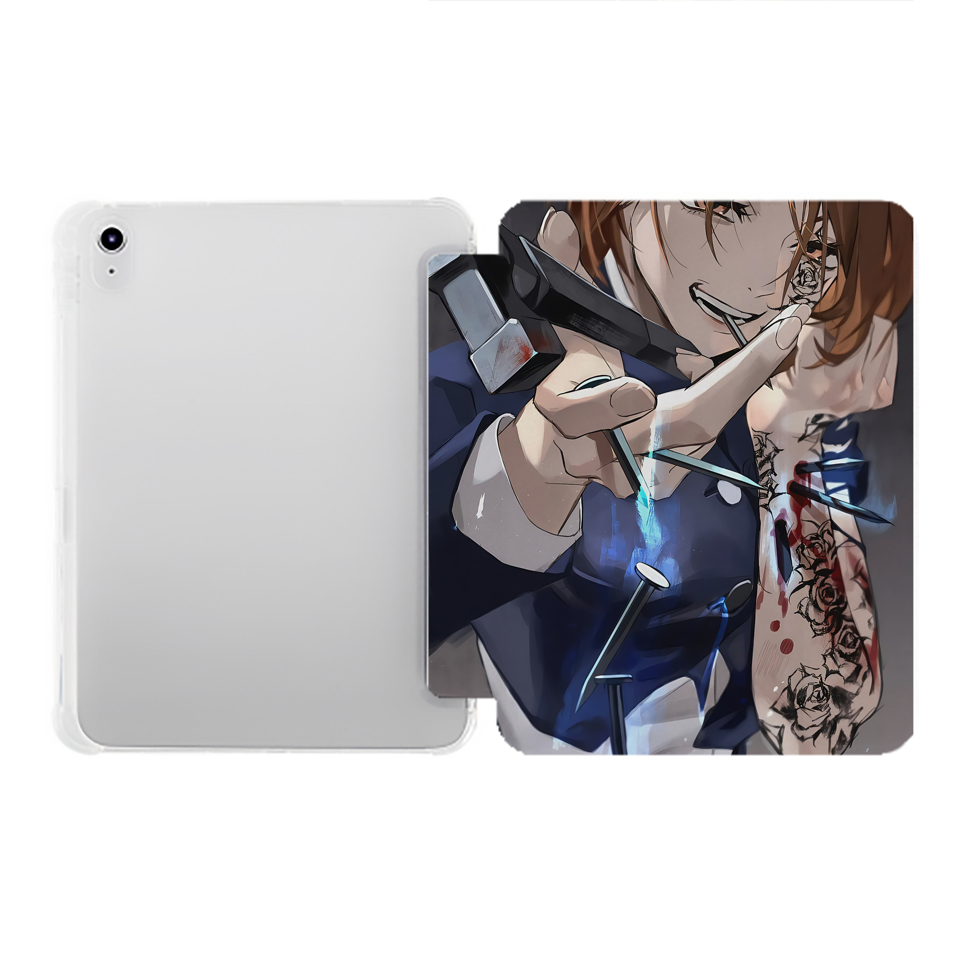 （画像用） 呪術廻戦 Jujutsu Kaisen IPad ケース ペン収納付き 三つ折りスタンド PUレザー×シリコン 対応機種9.5/10.5/10.9インチ